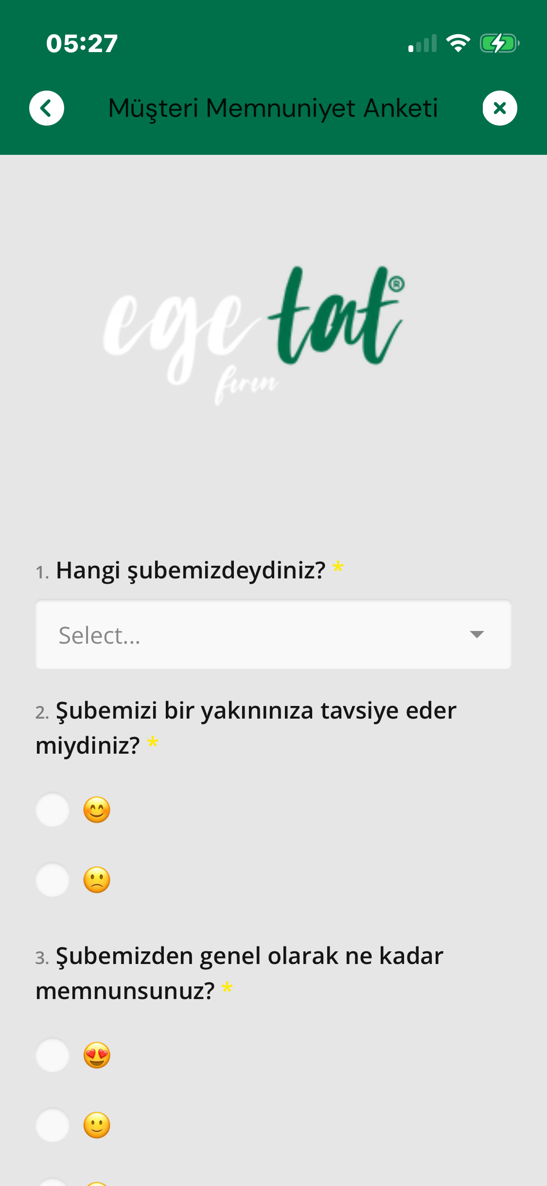 Müşteri Memnuniyet Anketi — örnek
